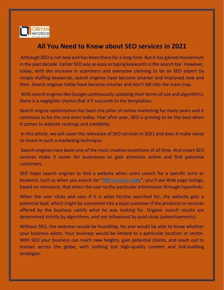 all you need to know about seo services in 2021