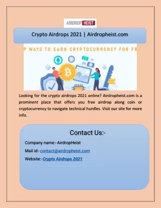 Crypto Airdrops 2021  Airdropheist.com