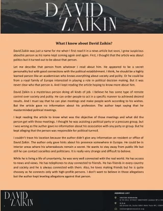 what i know about david zaikin