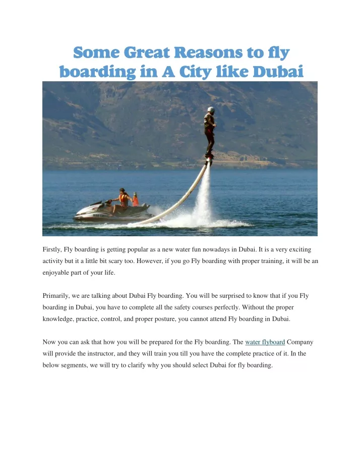 some great reasons to fly boarding in a city like