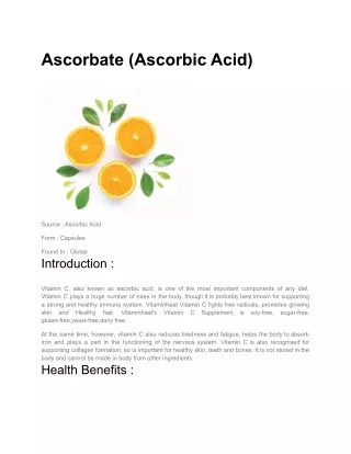 ascorbate ascorbic acid
