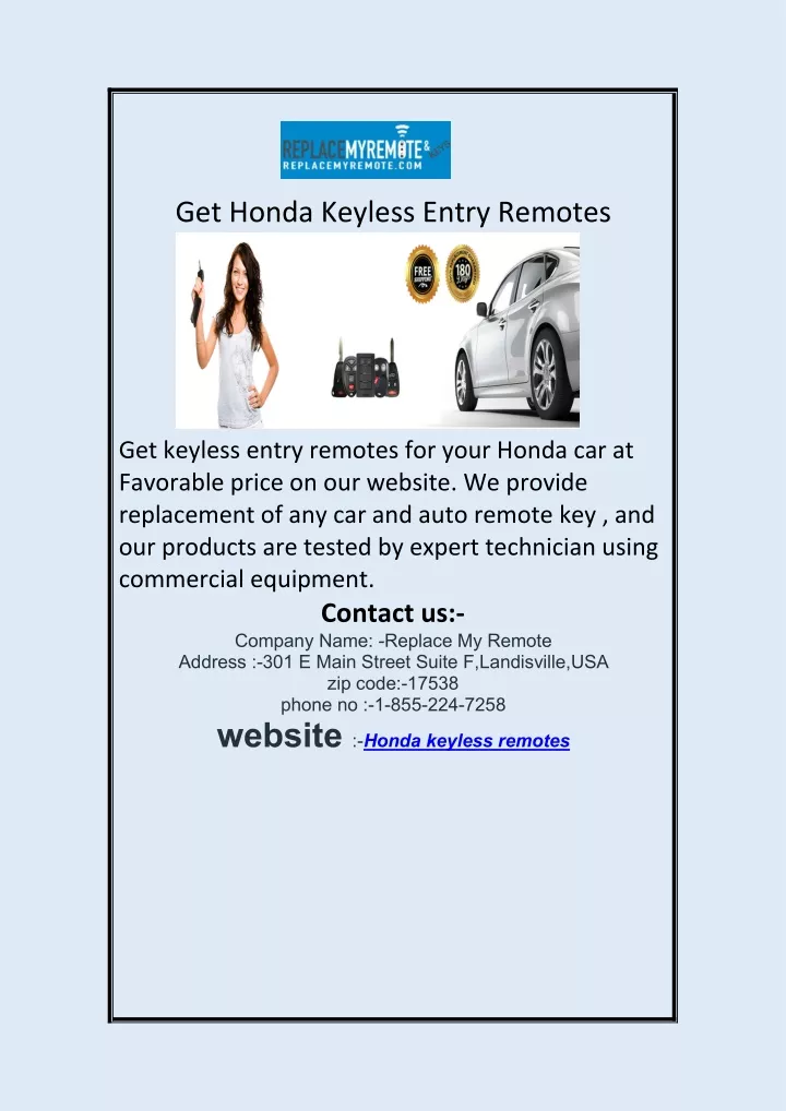 get honda keyless entry remotes