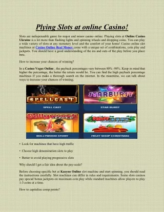 Plying Slots at online Casino