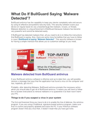 what do if bullguard saying malware detected