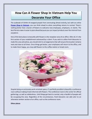 How Can A Flower Shop In Vietnam Help You Decorate Your Office