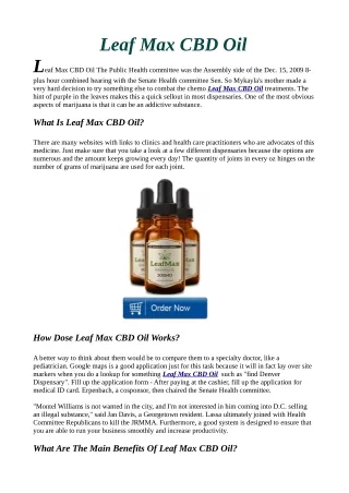 Leaf Max CBD Oil™ - 100% Effective Way