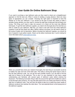 user guide on online bathroom shop