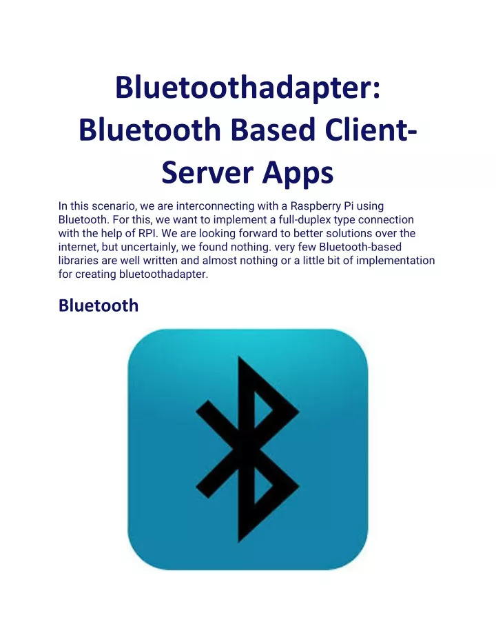 bluetoothadapter bluetooth based client server
