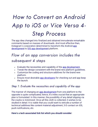 how to convert an android app to ios or vice