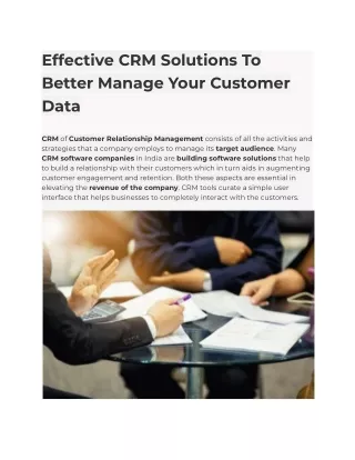 Effective CRM Solutions To Better Manage Your Customer Data