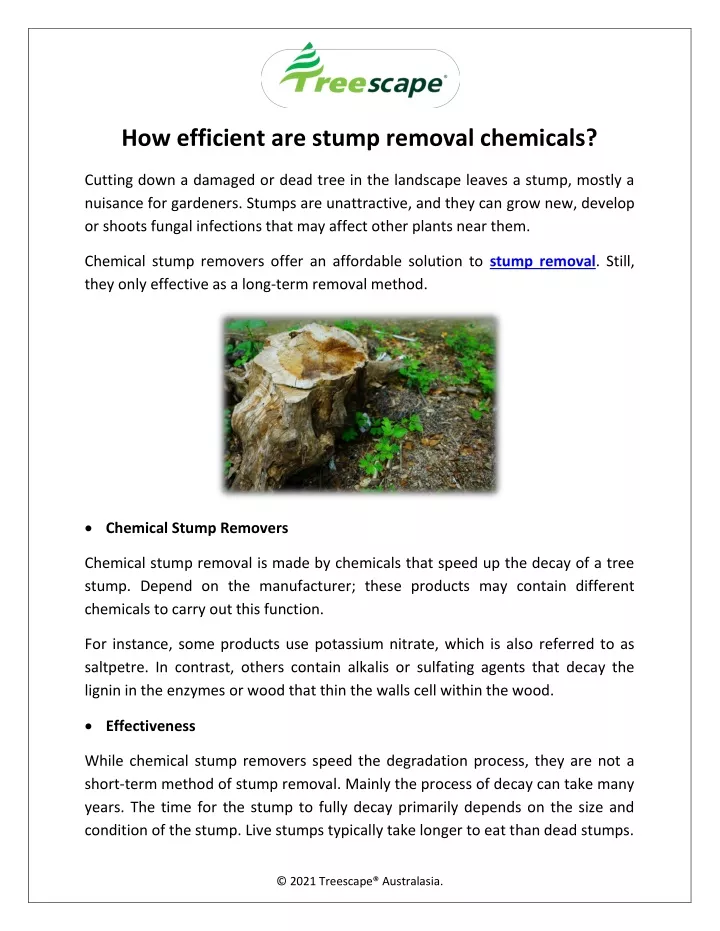 how efficient are stump removal chemicals