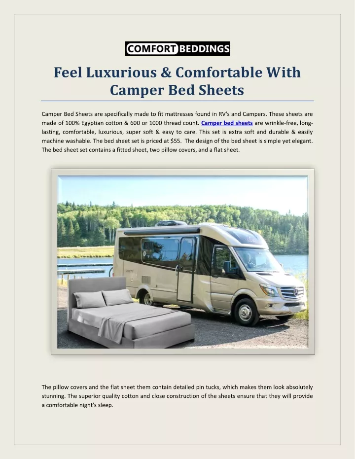 feel luxurious comfortable with camper bed sheets