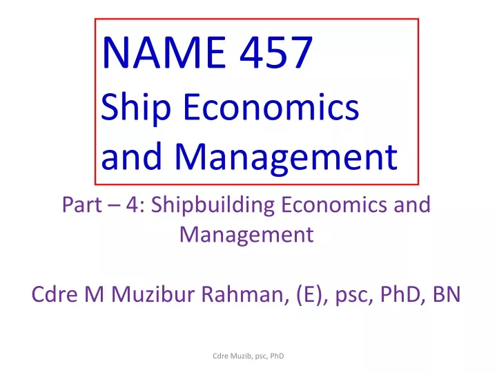 name 457 ship economics and management