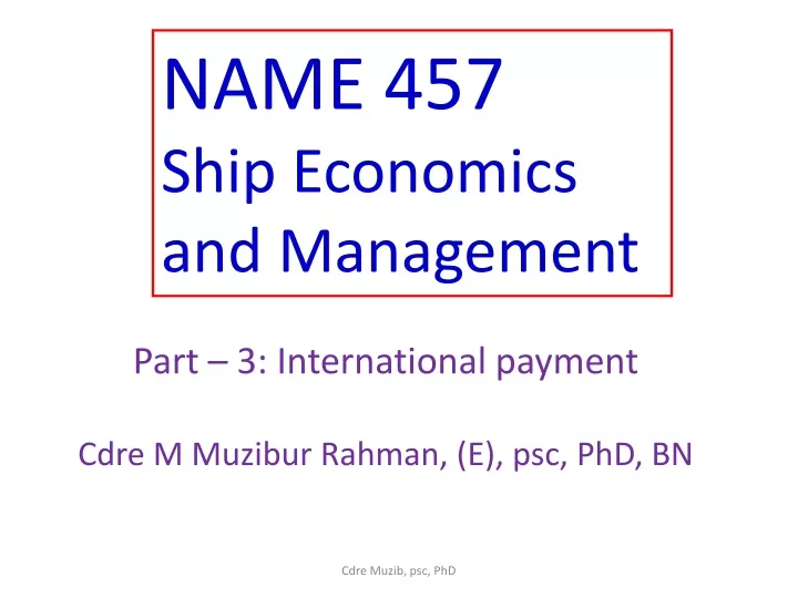 name 457 ship economics and management