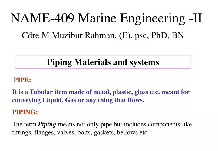 name 409 marine engineering ii
