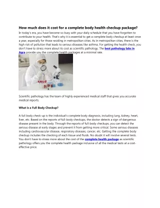 How much does it cost for a complete body health checkup package?