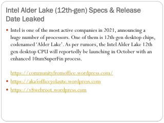 Intel Alder Lake (12th-gen) Specs & Release Date Leaked