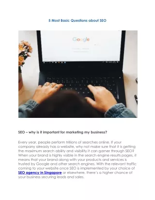 5 Most Basic Questions about SEO