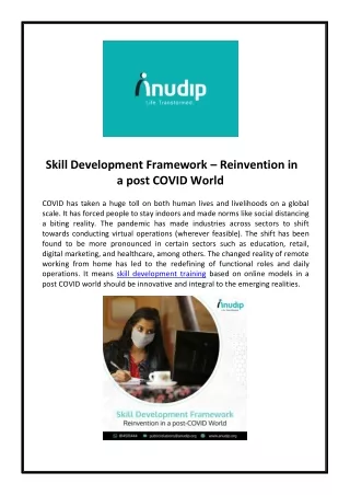 Skill Development Framework – Reinvention In A Post Covid World