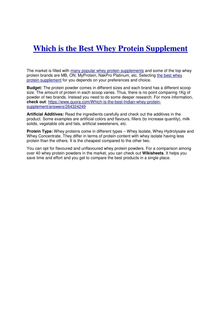 PPT - Which is the Best Whey Protein Supplement PowerPoint Presentation ...