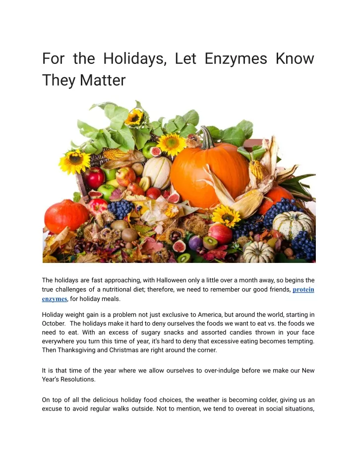 for the holidays let enzymes know they matter
