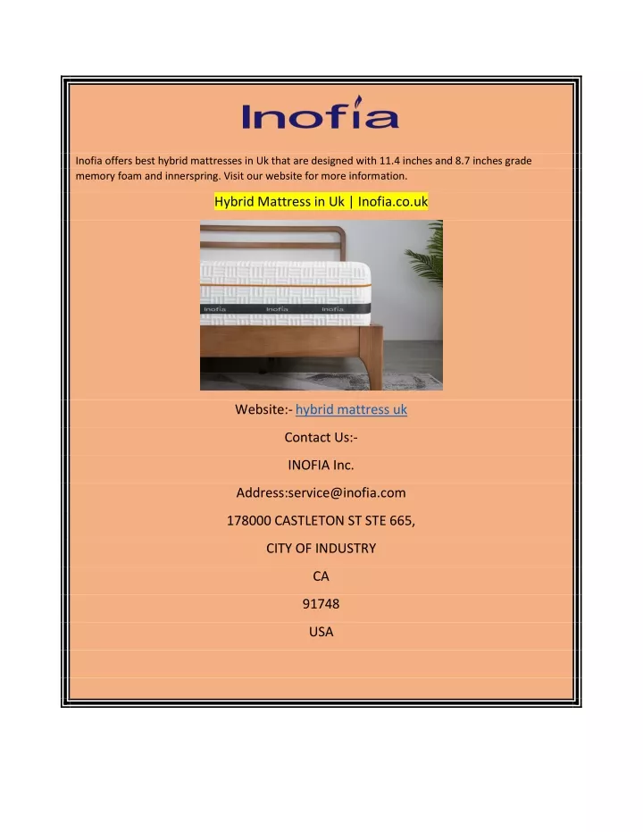 inofia offers best hybrid mattresses in uk that
