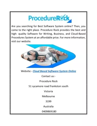 Cloud Based Software System Online | Procedure Rock