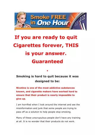 Smoke free in one hour!