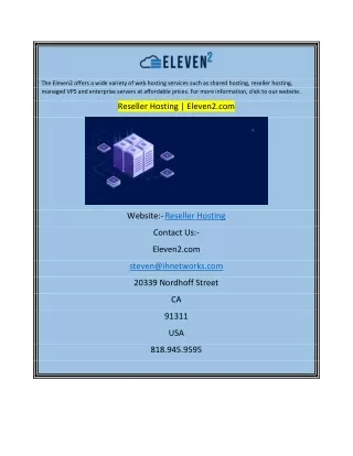 Reseller Hosting  Eleven2.com