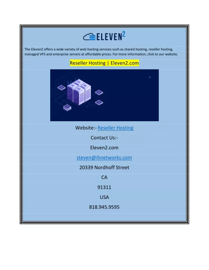 the eleven2 offers a wide variety of web hosting