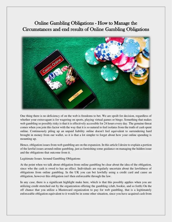 online gambling obligations online gambling