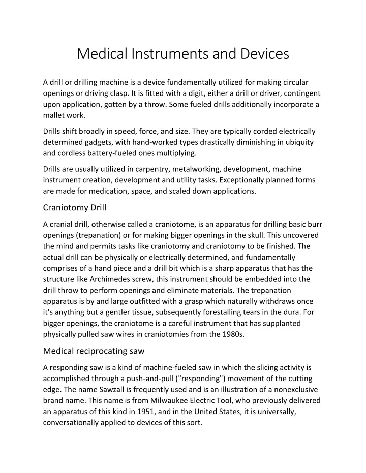 medical instruments and devices