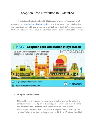 Adoption Deed Attestation In Hyderabad