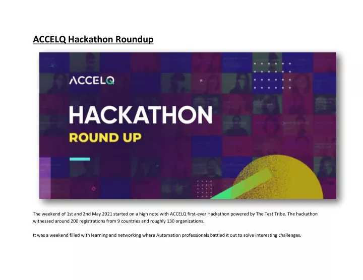 accelq hackathon roundup