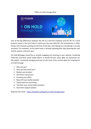 9 best on hold message ideas