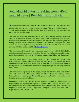 Real Madrid Latest Breaking news