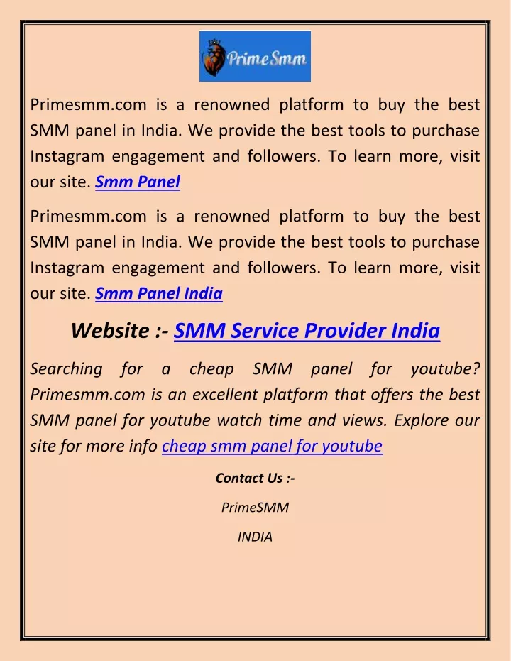 primesmm com is a renowned platform