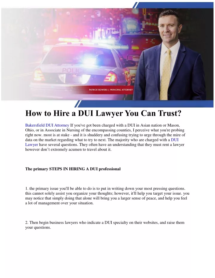 how to hire a dui lawyer you can trust