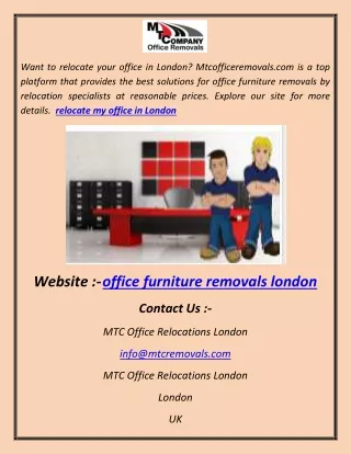 office furniture removals london as