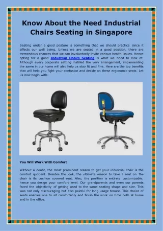 Get the Latest & Unique Range of Industrial Chairs Seating in Singapore