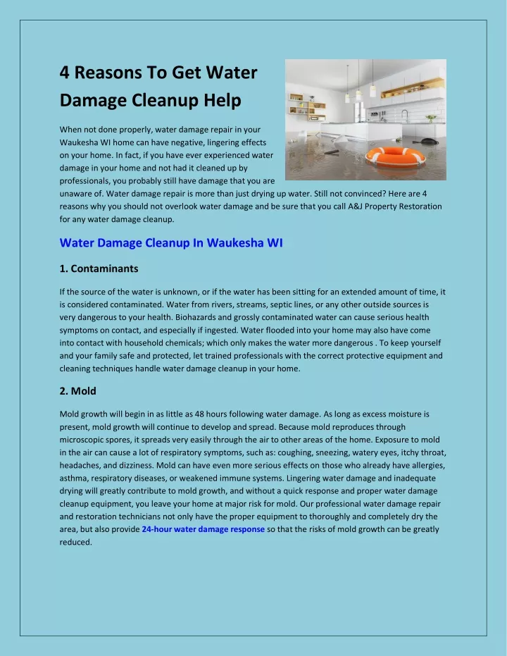 4 reasons to get water damage cleanup help