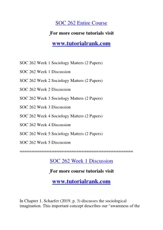 SOC 262 Entire Course