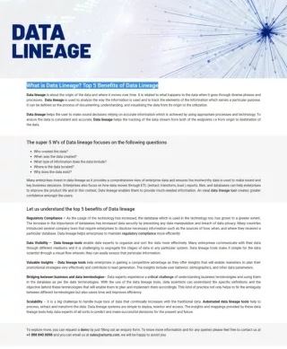 What is Data Lineage Top 5 Benefits of Data Lineage