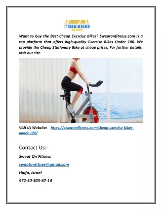 Exercise Bikes Under 100 | Sweatonfitness.com