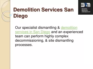Demolition Services San Diego