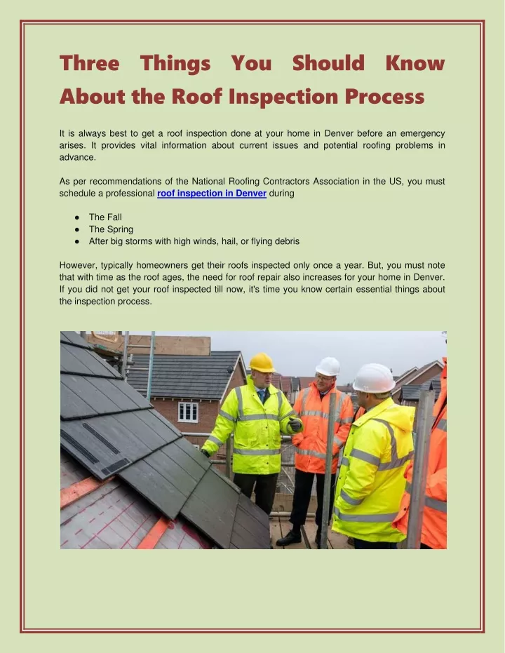 3 Things You Should Know About the Roof Inspection
