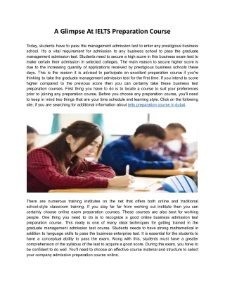 A Glimpse At IELTS Preparation Course