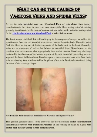 What Can Be The Causes of Varicose Veins and Spider Veins