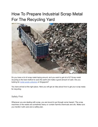 How To Prepare Industrial Scrap Metal For The Recycling Yard