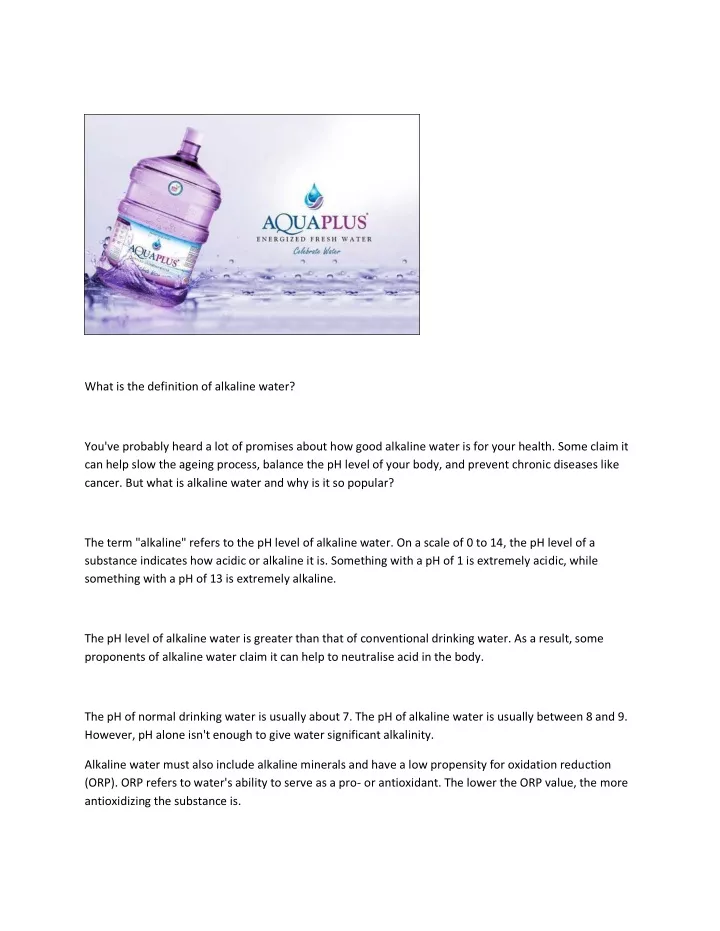 what is the definition of alkaline water